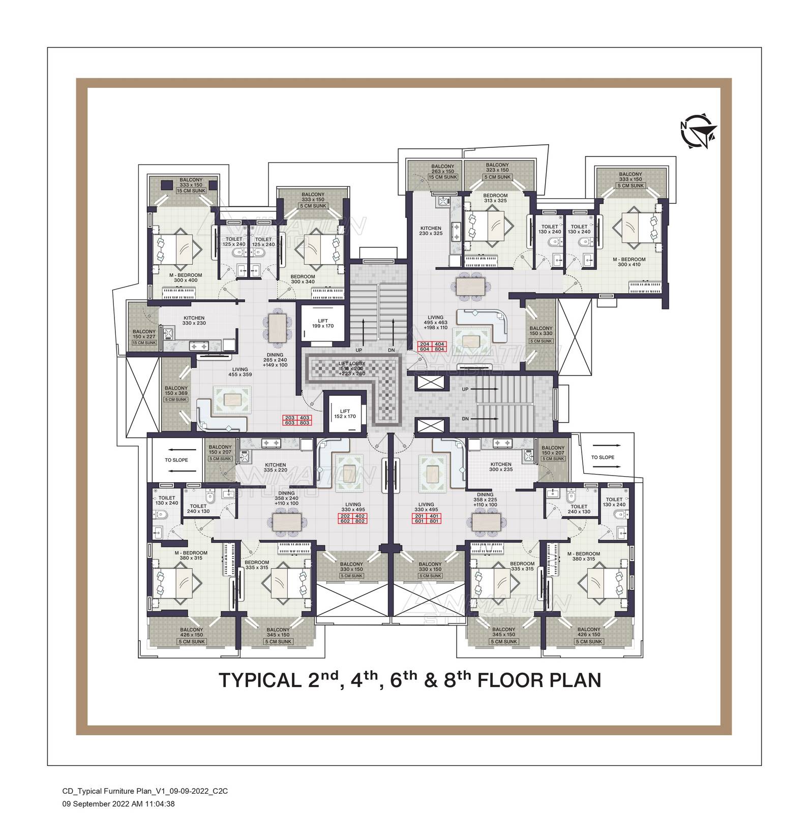 Typical 2nd, 4th, 6th & 8th Floor Plan